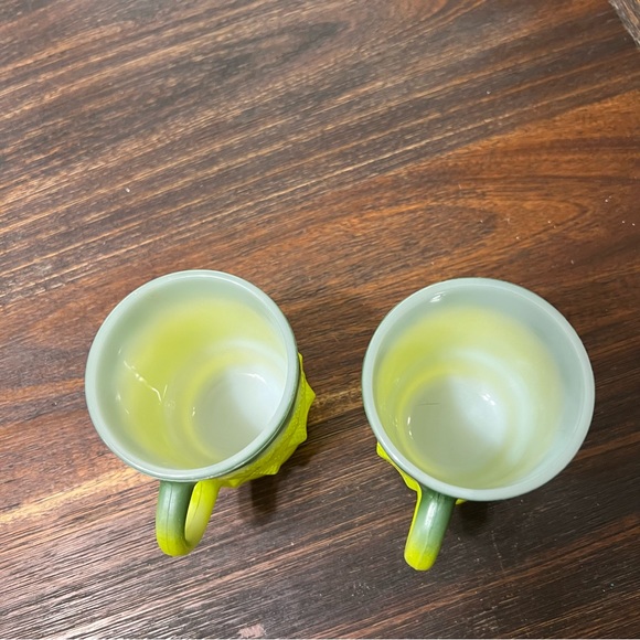 Anchor Hocking Kimberly Diamond green ombré mug set of 2 dark light MCM Vintage - Picture 3 of 6